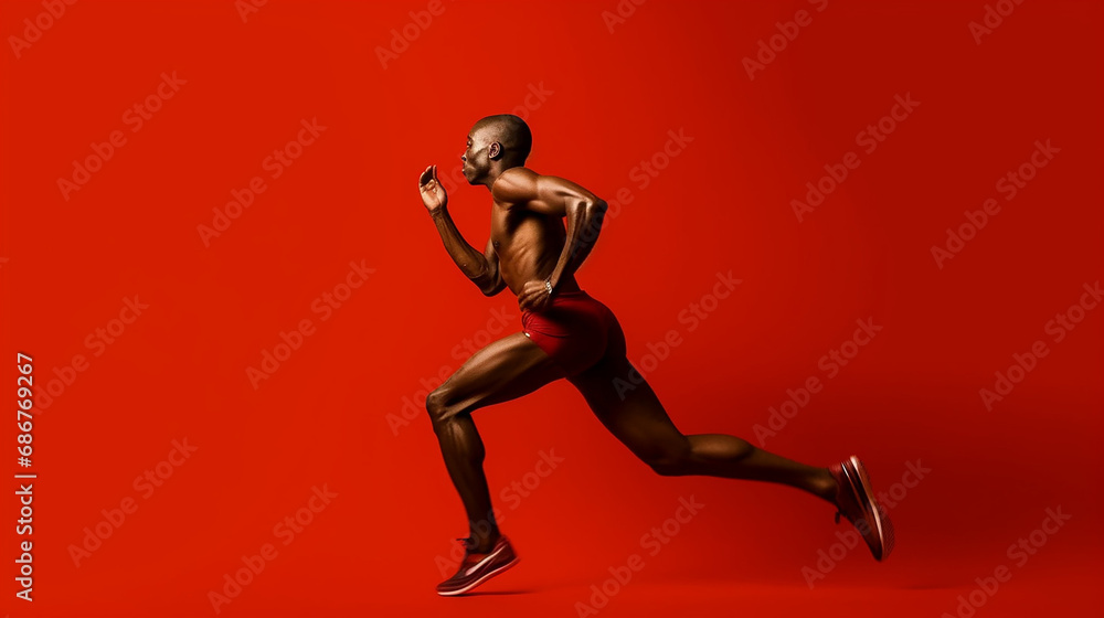 Ahtletic black male running 