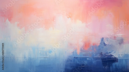 Immortalize an enchanting textured abstract painting with bold strokes of pink, blue, and orange paint. The composition's depth and intricacy reveal an artist's passion and creativity.