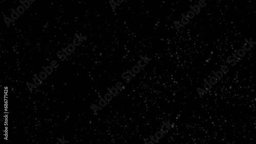 Starry night sky on a black background. Overlay effect.