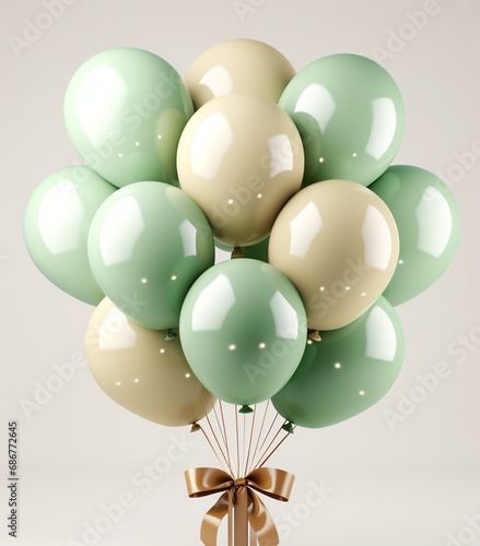a bunch of balloons with a bow