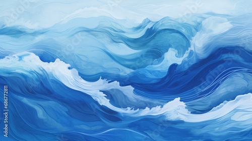 waves in gradients of azure and deep marine blue, reminiscent of an endless ocean horizon.