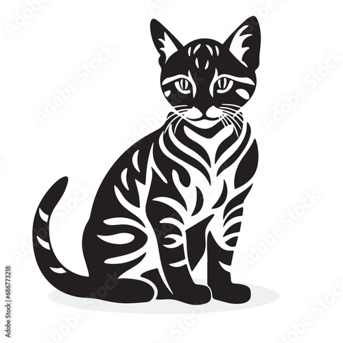 Bengal Cat silhouettes and icons. black flat color simple elegant Bengal Cat animal vector and illustration.