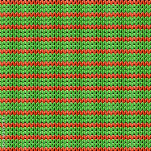 Detailed knitted striped red-and-green pattern