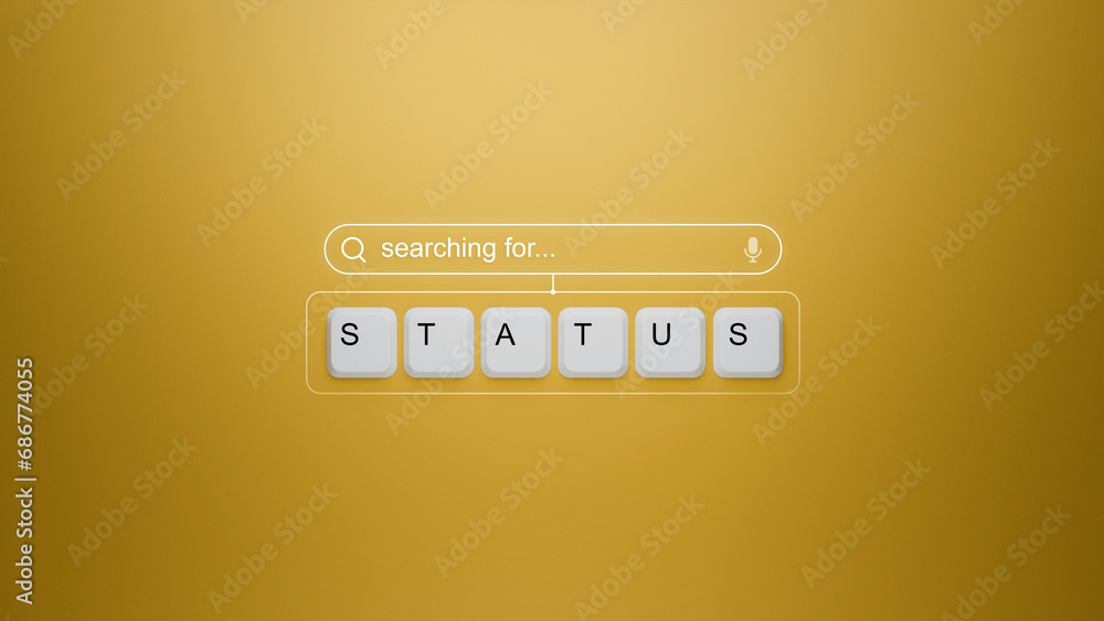 Keyboard keys spelling STATUS on a vibrant yellow background with a