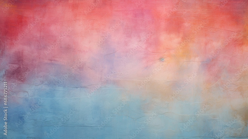an exquisite textured abstract painting, its surface adorned with rich layers of pink, blue, and orange paint. The interplay of colors and textures is a feast for the eyes.
