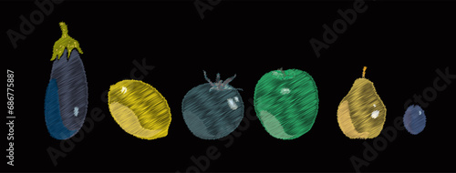 Set of fruits and vegetables 