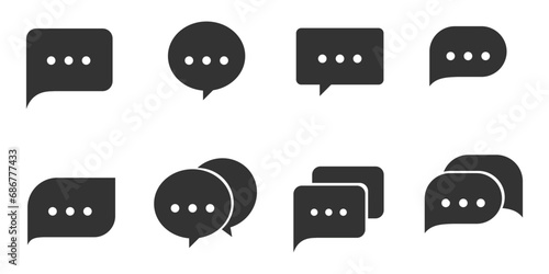 message balloon set icon, black and white design, vector eps 10 for graphic and software needs photo