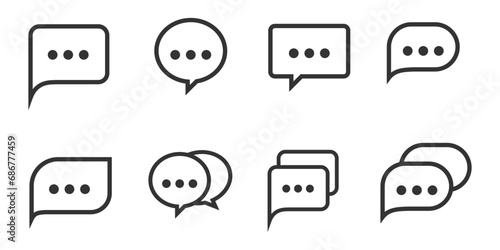 message balloon set icon, black and white design, vector eps 10 for graphic and software needs