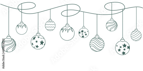 vector christmas background line art style illustration