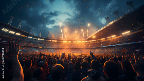 Fans Cheering in the Stands, People Celebrating in the Audience as the Game Unfolds