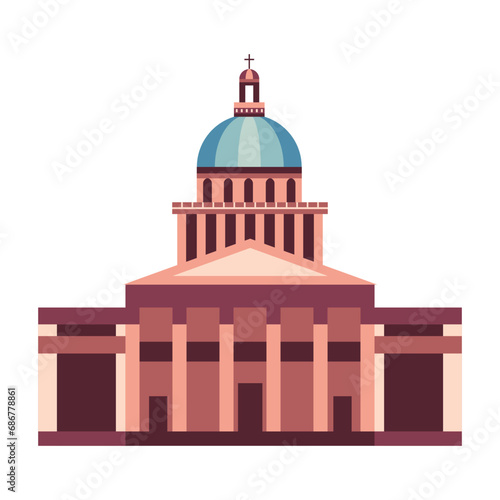 Paris Pantheon Landmark Building Icons