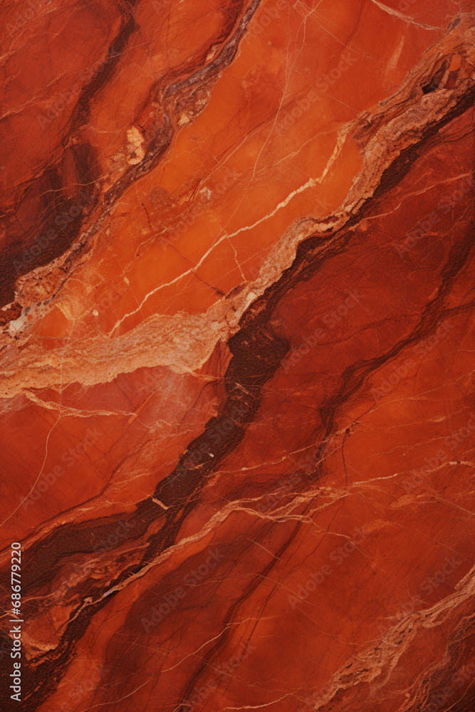 Fototapeta premium a close up of an orange marble texture, in the style of dark red and silver created with Generative Ai