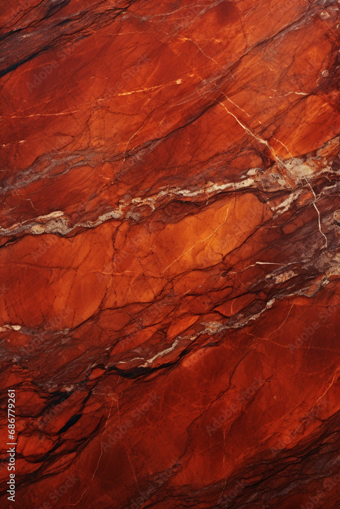a close up of an orange marble texture, in the style of dark red and silver created with Generative Ai