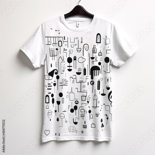 men's t-shirt, oversized, abstract print on t-shirt, small print, 1 piece print white t-shirt small print elegant print, pencil drawing print bershka, soft