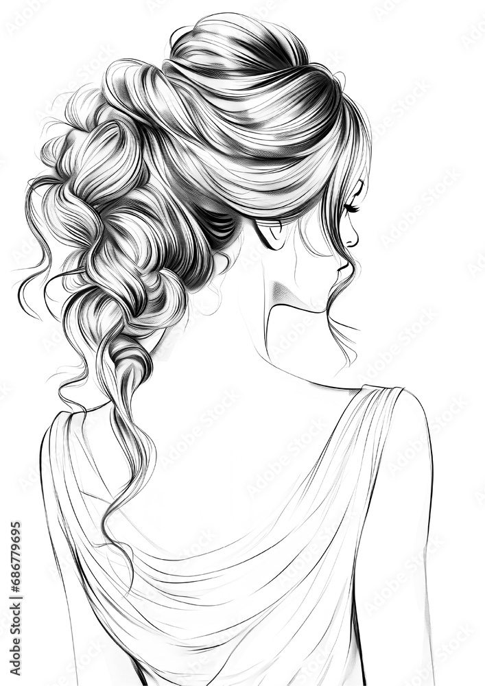 Fashion Model Colouring Page. Portrait of a girl with stylish hair style. Fashion Model Colouring Page. Portrait of a girl with stylish hair style.
