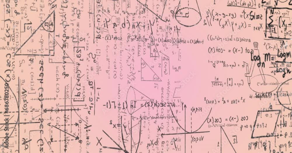 Animation of mathematical equation and diagrams against white background Animation of mathematical equation and diagrams against white background