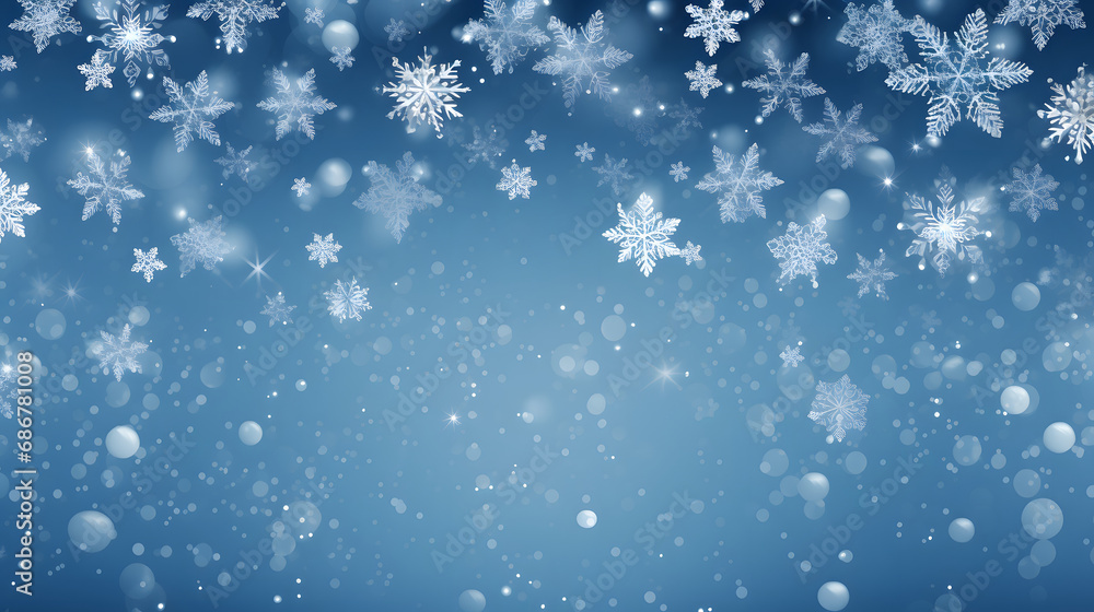 Winter holiday banner falling snowflakes on a blue background Winter holiday banner falling snowflakes on a blue background