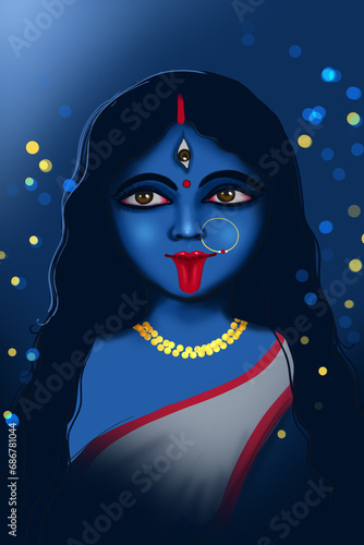 Illustration of God Maa Kali on Diwali photo