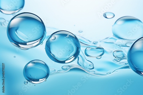 Light blue Liquid or Water Bubble, Cosmetic Liquid background, with Clipping Path 3d rendering created with Generative Ai