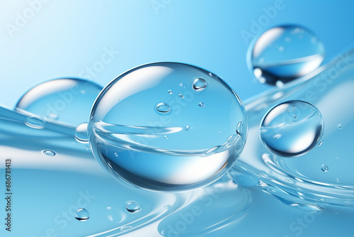 Light blue Liquid or Water Bubble, Cosmetic Liquid background, with Clipping Path 3d rendering created with Generative Ai