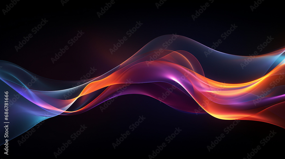 Obraz premium Dynamic Waves of Light and Color on a Dark Background