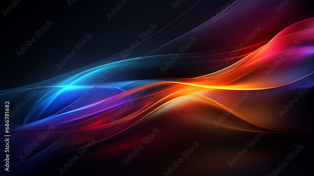 Obraz premium Dynamic Waves of Light and Color on a Dark Background