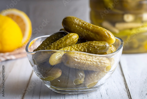 Plate of gherkins, pickled ...