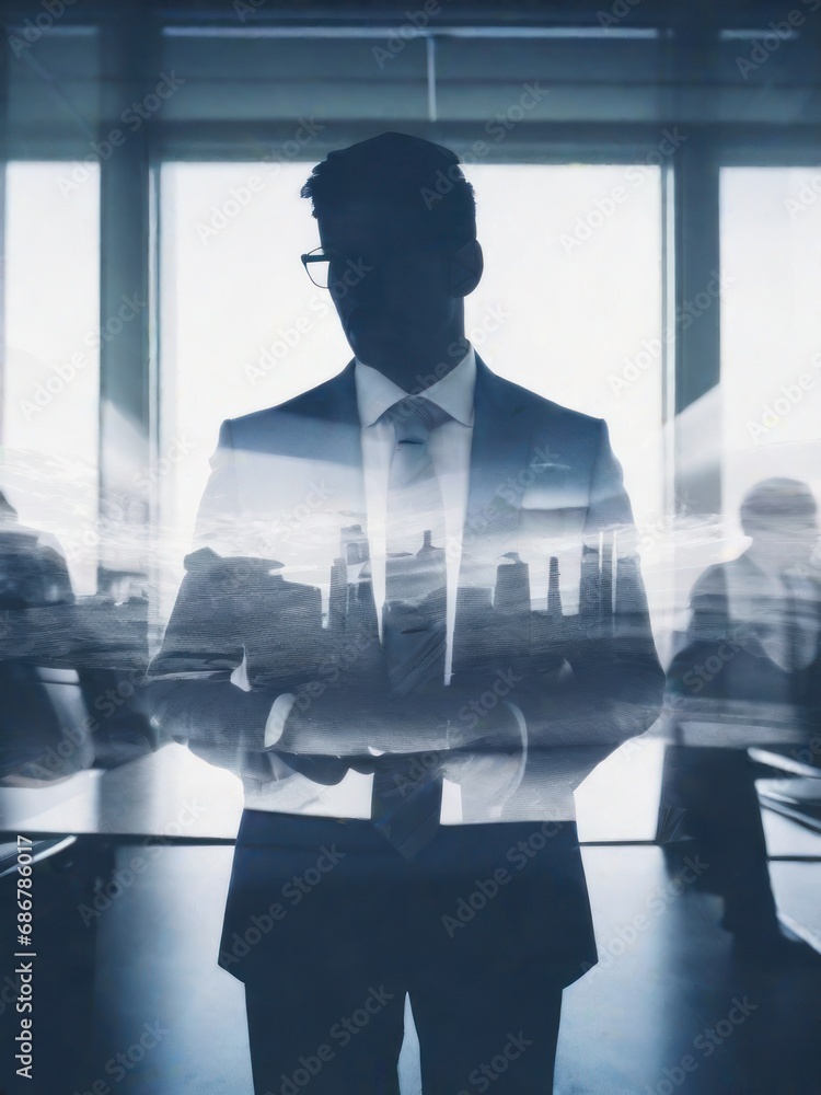 Fototapeta premium Double exposure of a business