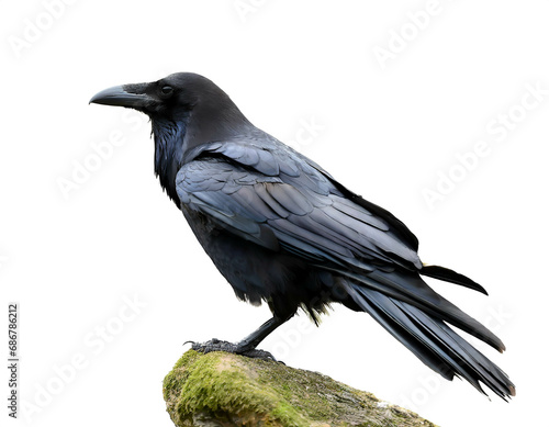 Raven isolated on white background, cutout 
