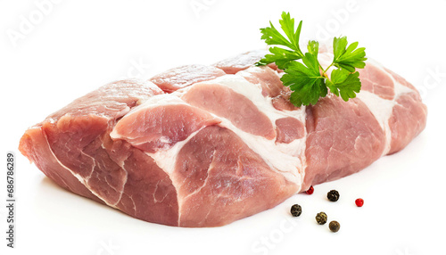 raw porkloin isolated on white background, cut out photo