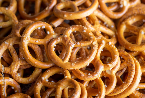 Mini pretzels with salt on ...