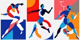 a set of people in athletic activities Generative AI