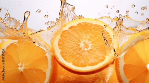 Citrus background with a group of oranges in pure splash of water drops as a symbol of healthy eating and boosting the immune system with natural vitamins. close up photo