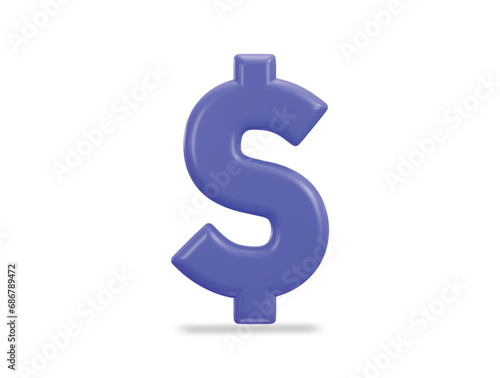 dollar icon on currency symbol 3d rendering vector illustration
