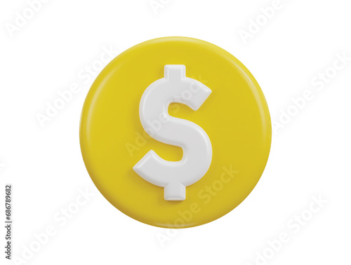 dollar icon with circle button 3d rendering vector icon illustration