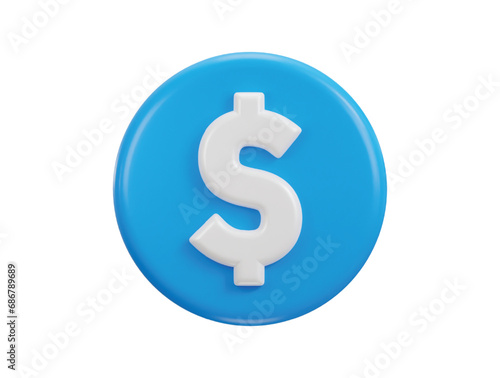 dollar icon with circle button 3d rendering vector icon illustration