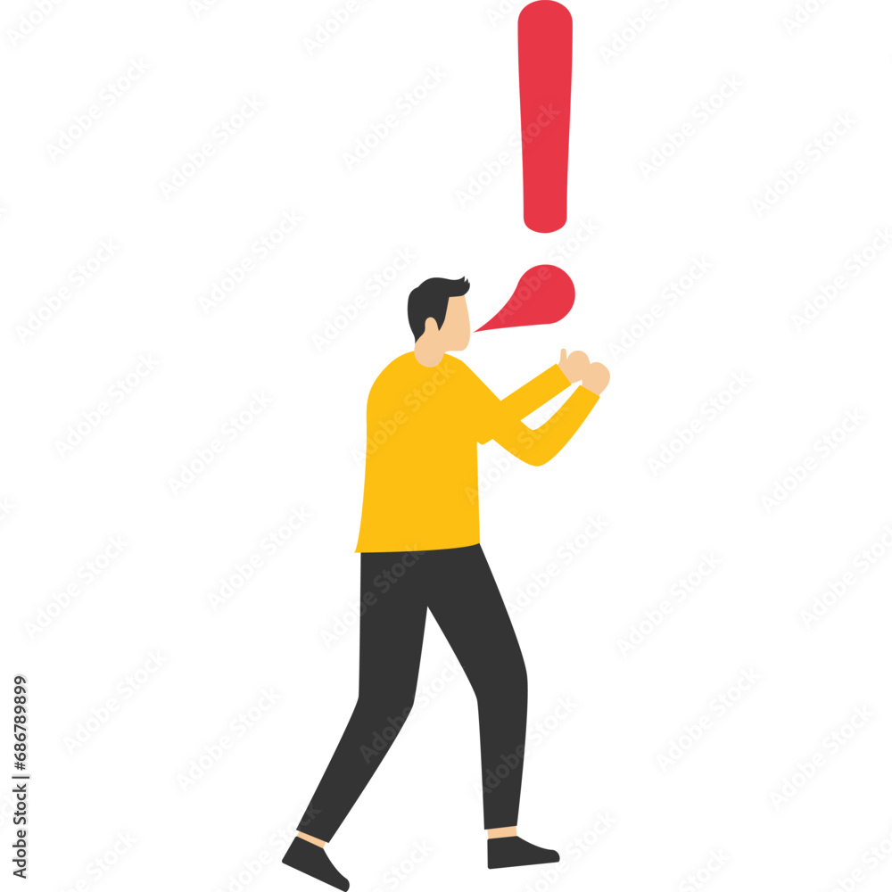 caution and alert call concept, Tell stories, speak loudly to attract attention and interest, businessman talk with speech bubbles as exclamation mark, important information or secret facts.
caution and alert call concept, Tell stories, speak loudly to attract attention and interest, businessman talk with speech bubbles as exclamation mark, important information or secret facts.