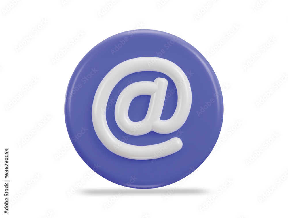 3d email icon on at the rate sign social media icon 3d email icon on at the rate sign social media icon