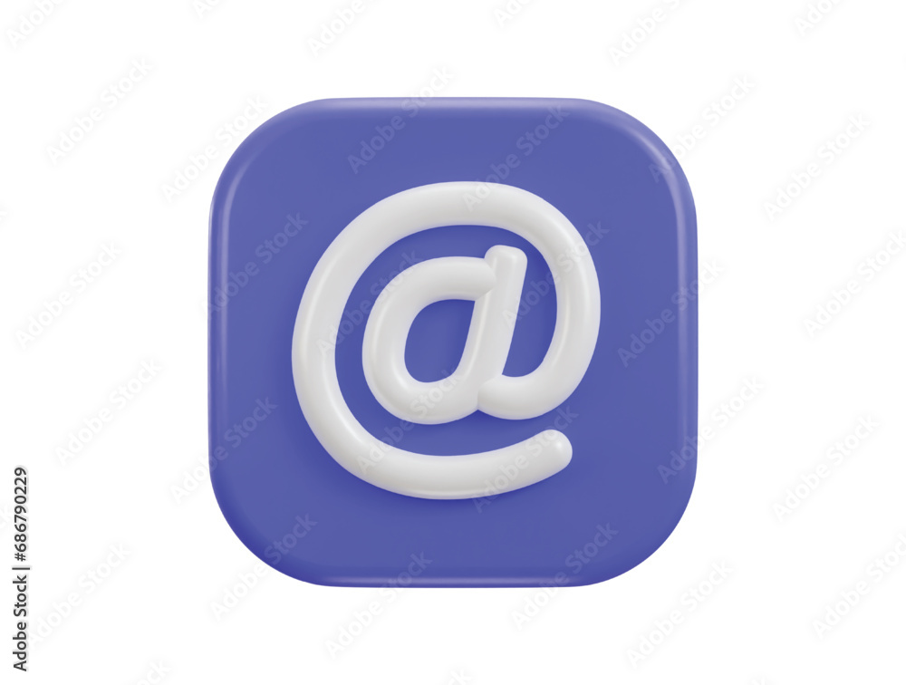 3d email icon on at the rate sign social media icon 3d email icon on at the rate sign social media icon