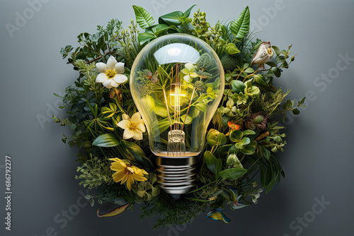 lightbulb, background, earth, eco, environmental, sustainable, global, planet, nature, renewable. idea and innovation to sustainable put into big light bulb on eco environment planet illuminating.