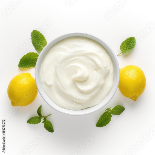 A Bowl of Lemon Yogurt Isol...