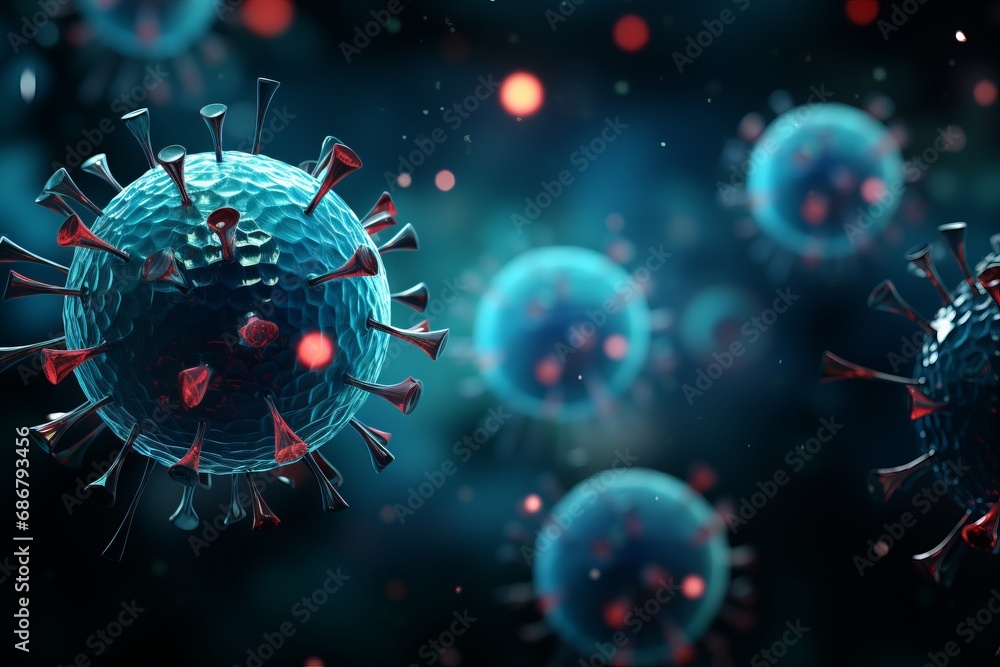 Background of the coronavirus microenvironment involving coronavirus cells, T-cells, nanoparticles, molecules, and blood vessels. Concept of virology research. Background of the coronavirus microenvironment involving coronavirus cells, T-cells, nanoparticles, molecules, and blood vessels. Concept of virology research.