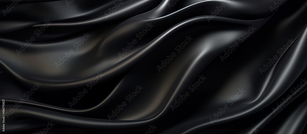 Luxurious black silk or satin texture with an abstract background Copy space image Place for adding text or design