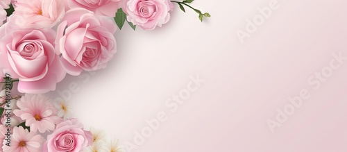 Mother s Day background with a joyful frame Copy space image Place for adding text or design © HN Works