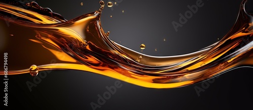 Motor oil flows from the bottle s neck Copy space image Place for adding text or design