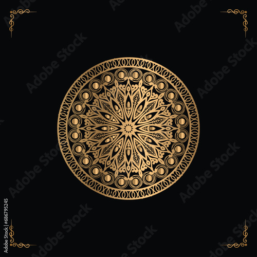 Luxury mandala design gold color Vetor © biplab