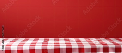 Red and white patterned fabric Copy space image Place for adding text or design