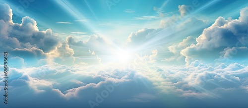 Gorgeous sky with sunbeam Copy space image Place for adding text or design #686796643
