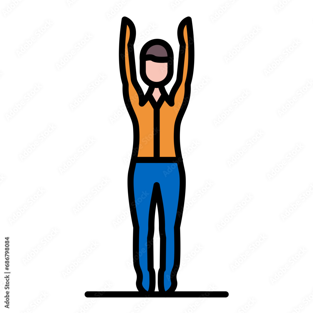 Stretching Arms Flat Multicolor Icon Stretching Arms Flat Multicolor Icon