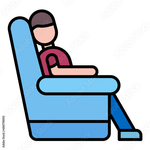 Leaned Back Flat Multicolor Icon